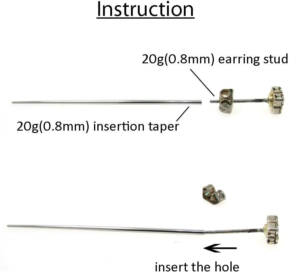22G/20G/18G/16G/14G/12G/10G/8G/6G/4G/2G/0G/00G 316L Steel Taper Insertion Pin for Ear/Nose/Navel/Nipple/Lip/Eyebrow Stretcher, Body Piercing Stretching Kit Assistant Tool