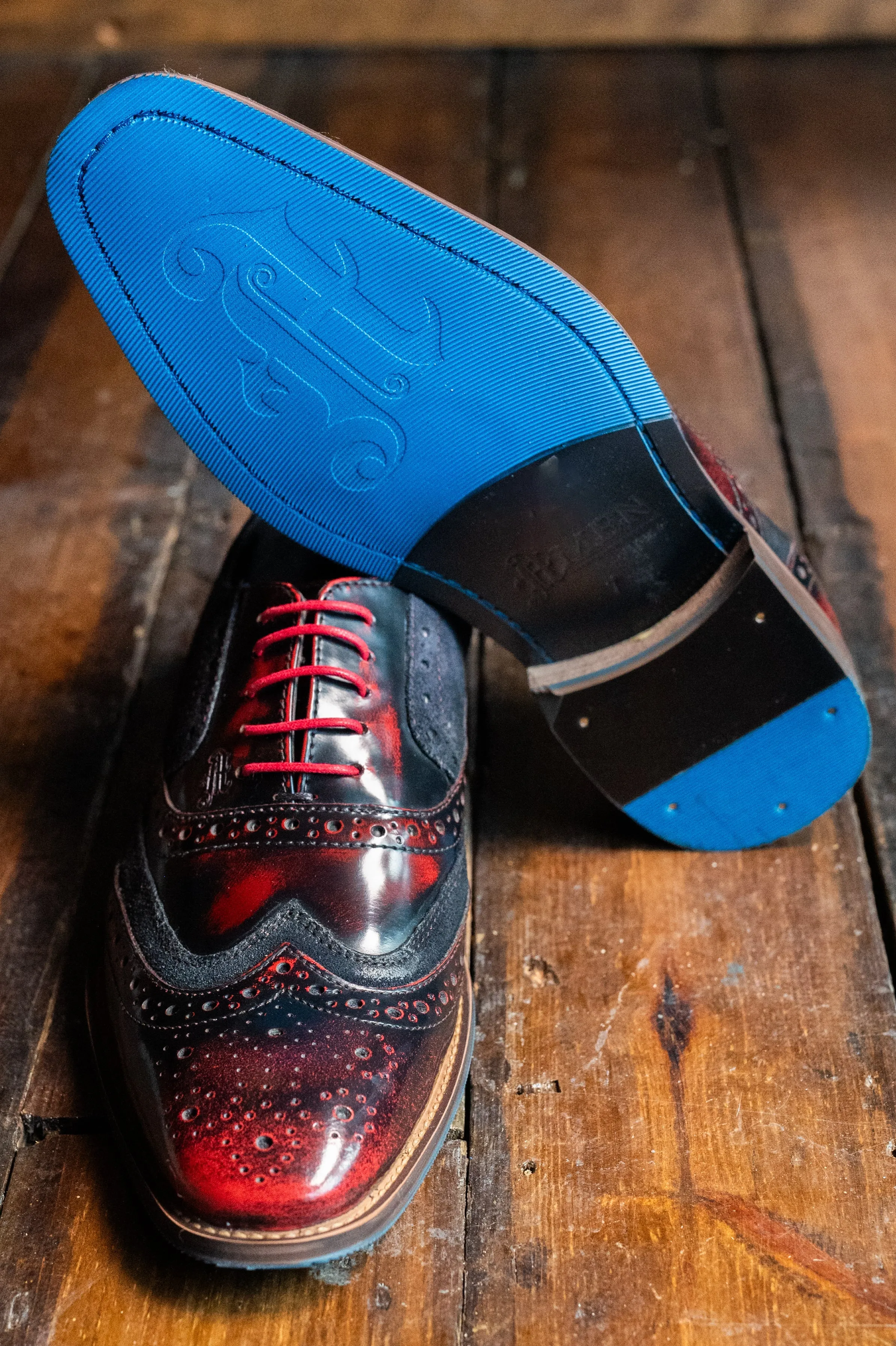 Amen Red & Navy Two Tone Brogues