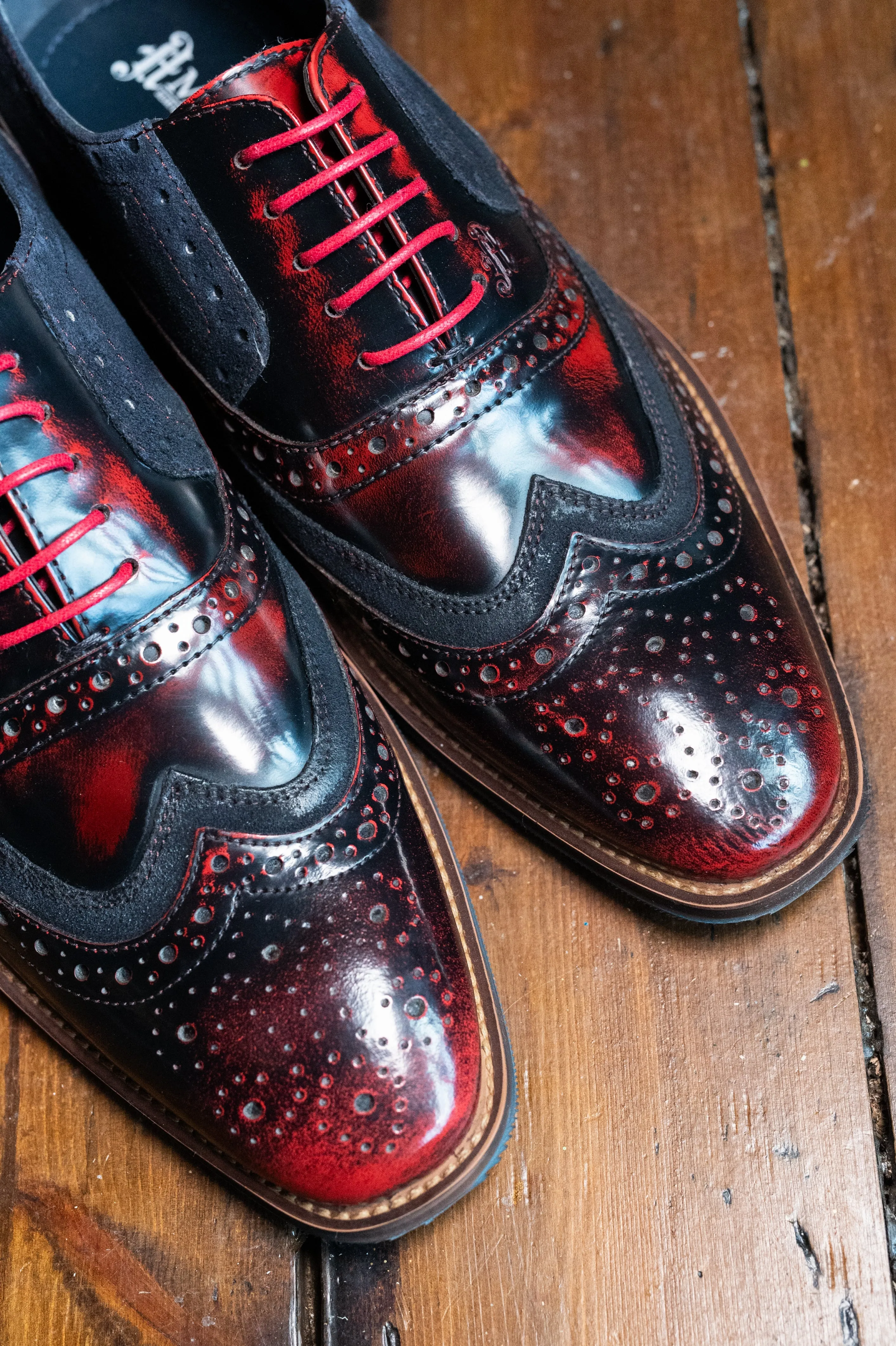Amen Red & Navy Two Tone Brogues