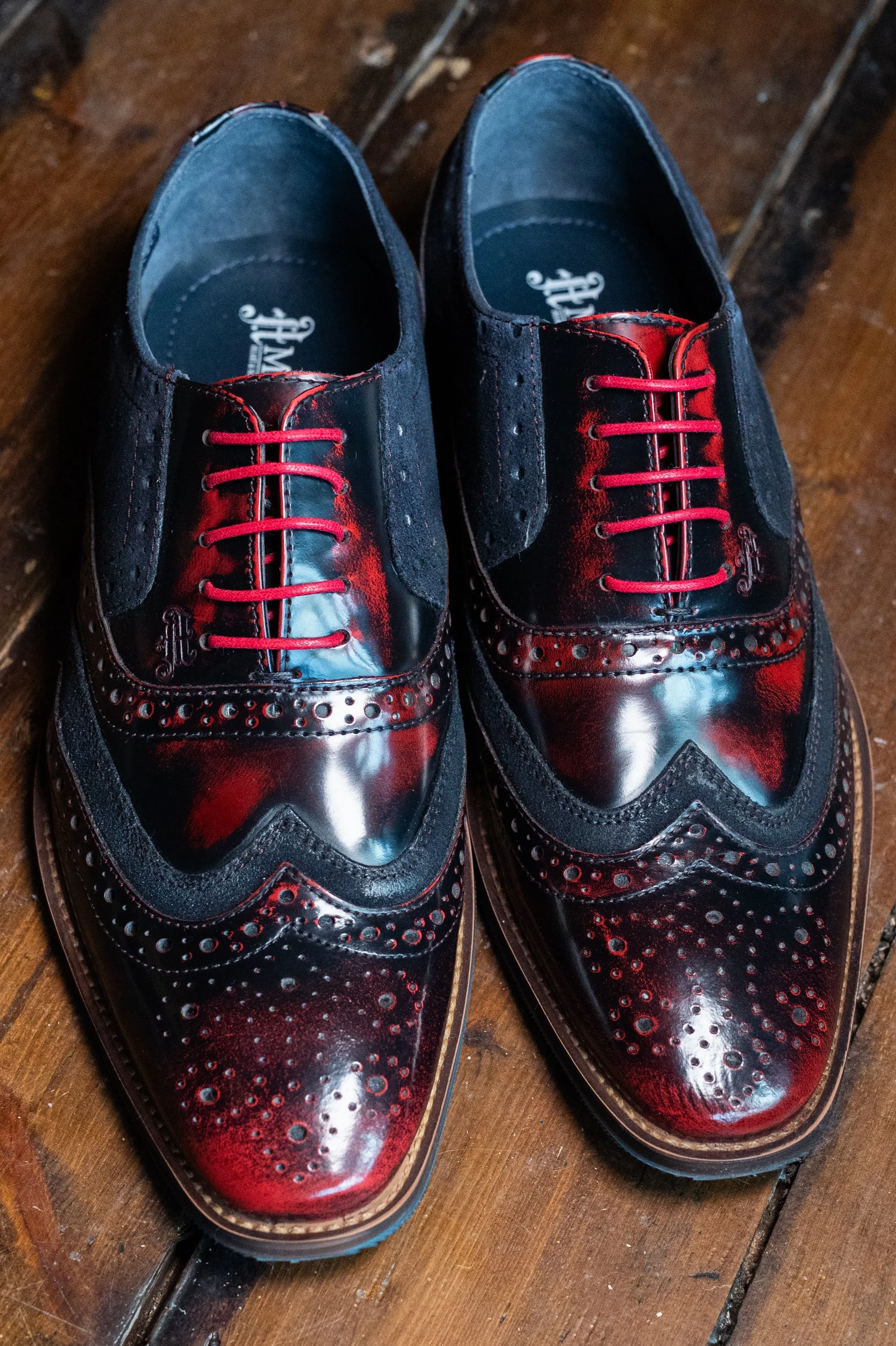 Amen Red & Navy Two Tone Brogues
