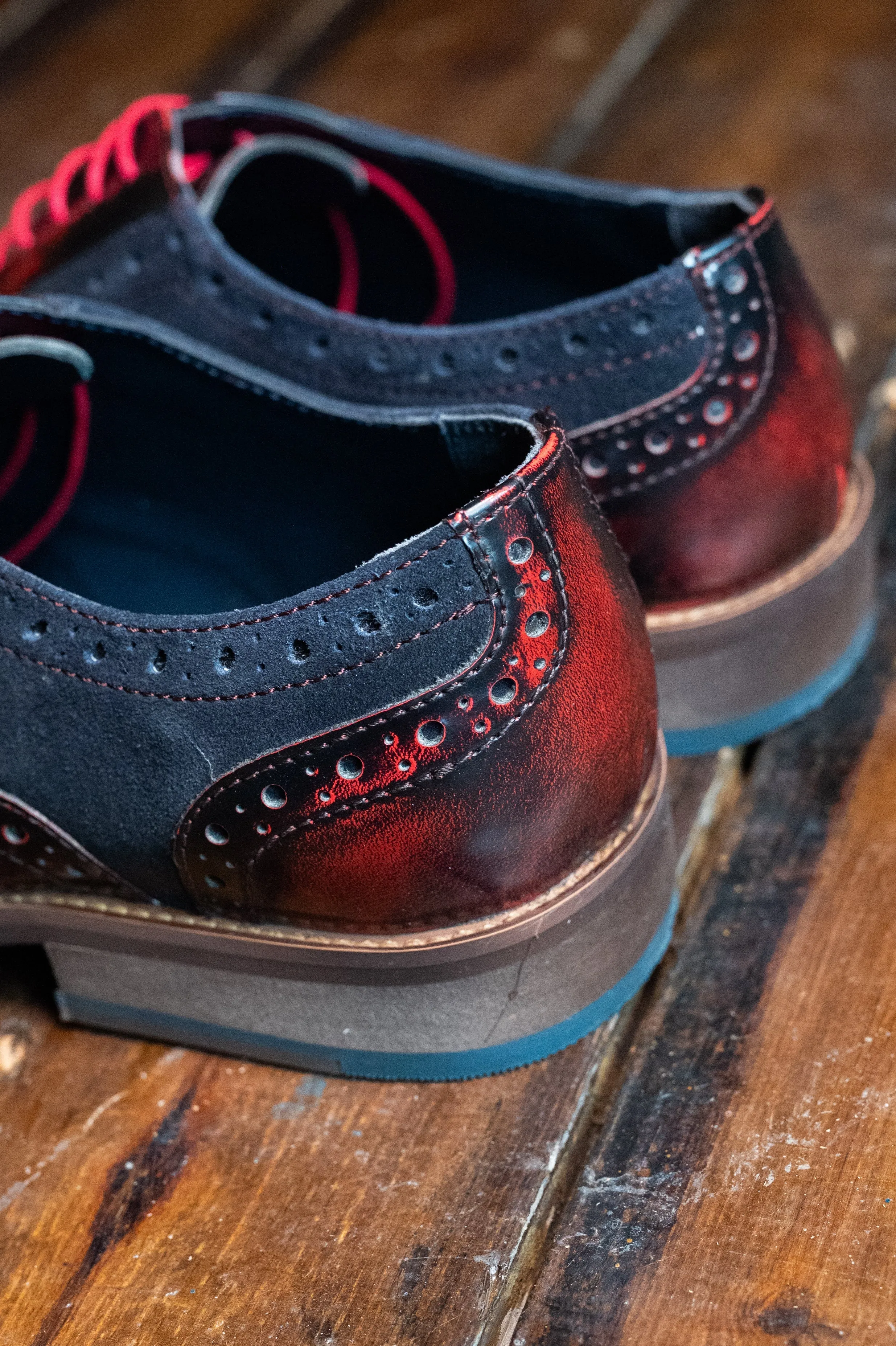 Amen Red & Navy Two Tone Brogues