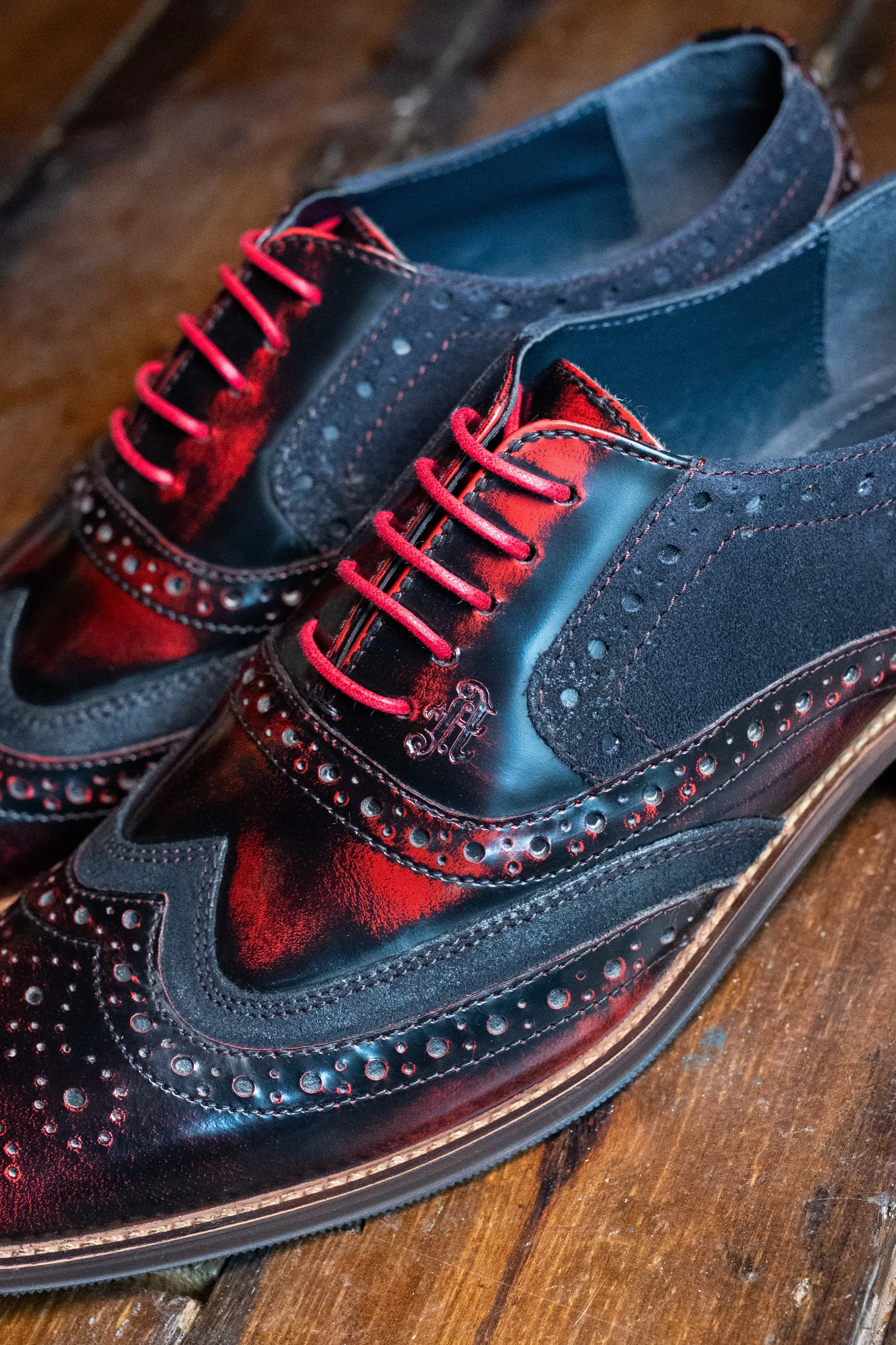 Amen Red & Navy Two Tone Brogues