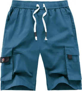 APTRO Men's Cargo Shorts Elastic Waistband Drawstring Summer Casual Cotton Big & Tall Relaxed Fit Work Shorts