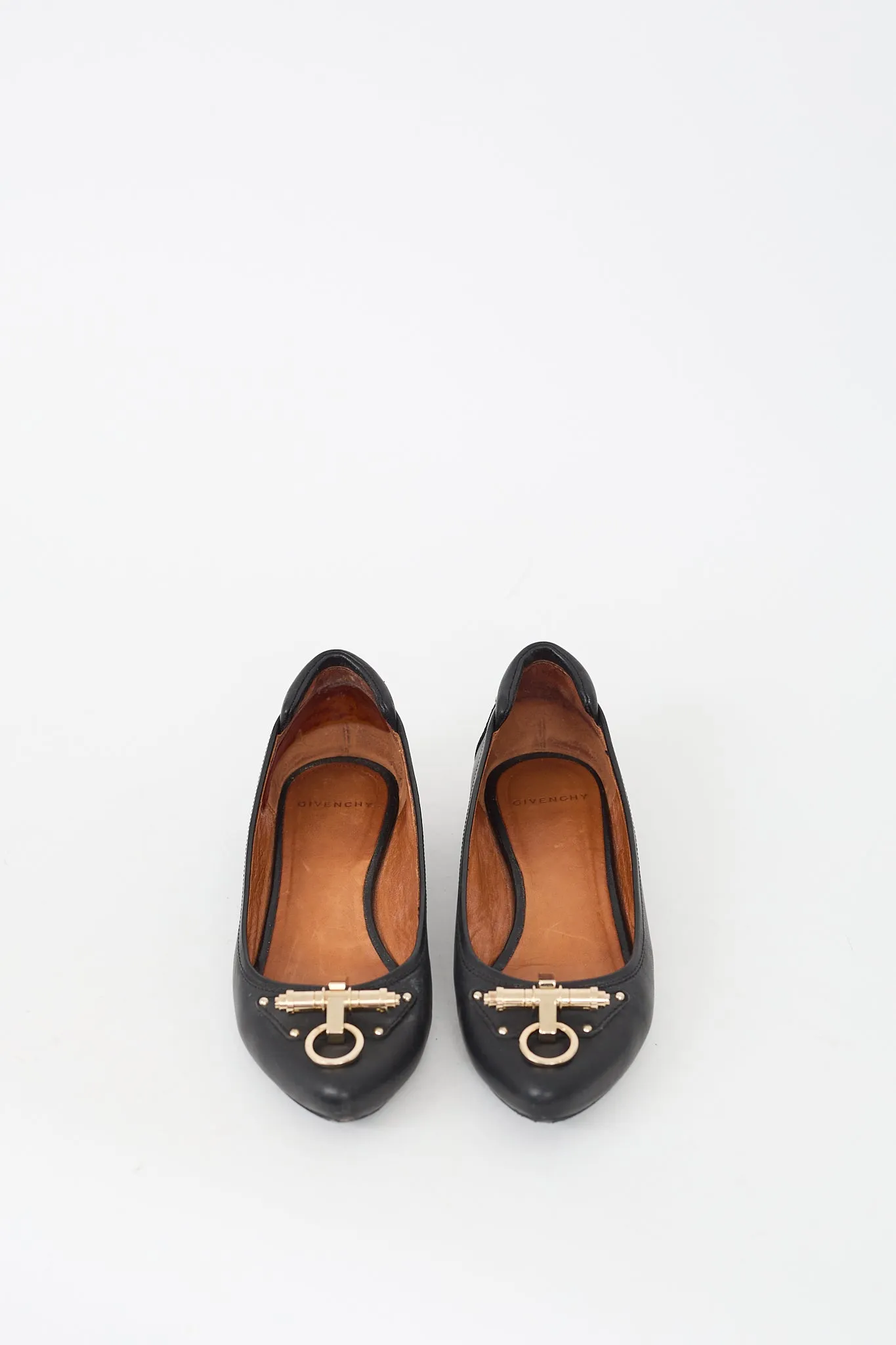 Black Leather Buckle Flat