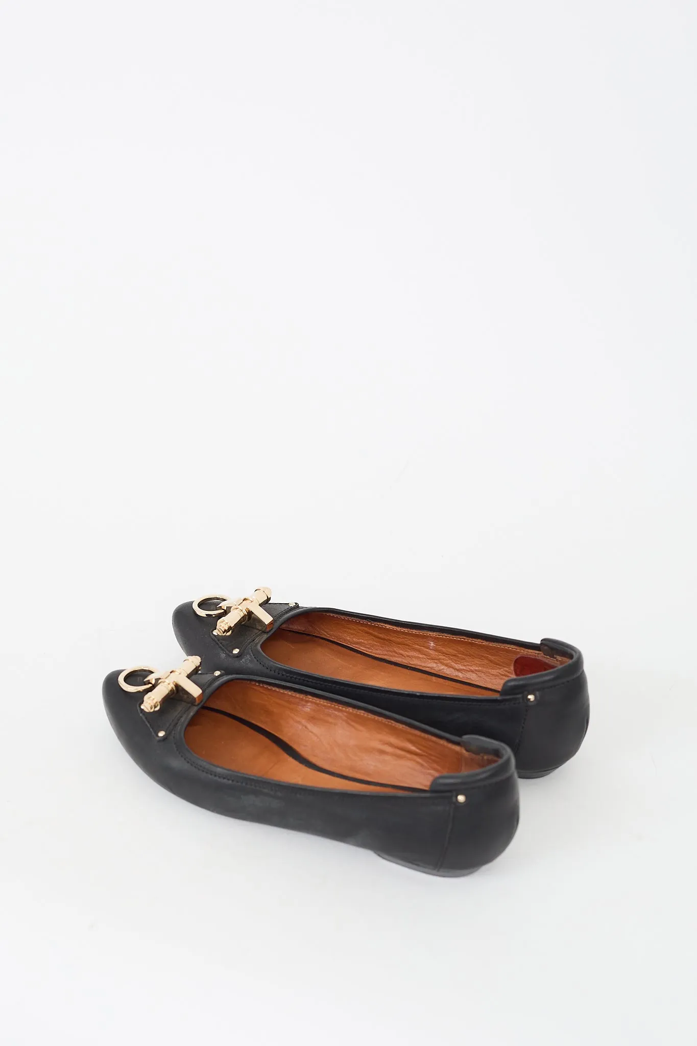 Black Leather Buckle Flat