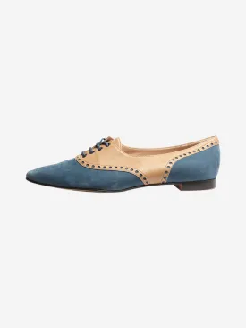 Blue and beige lace-up brogues - size EU 38.5