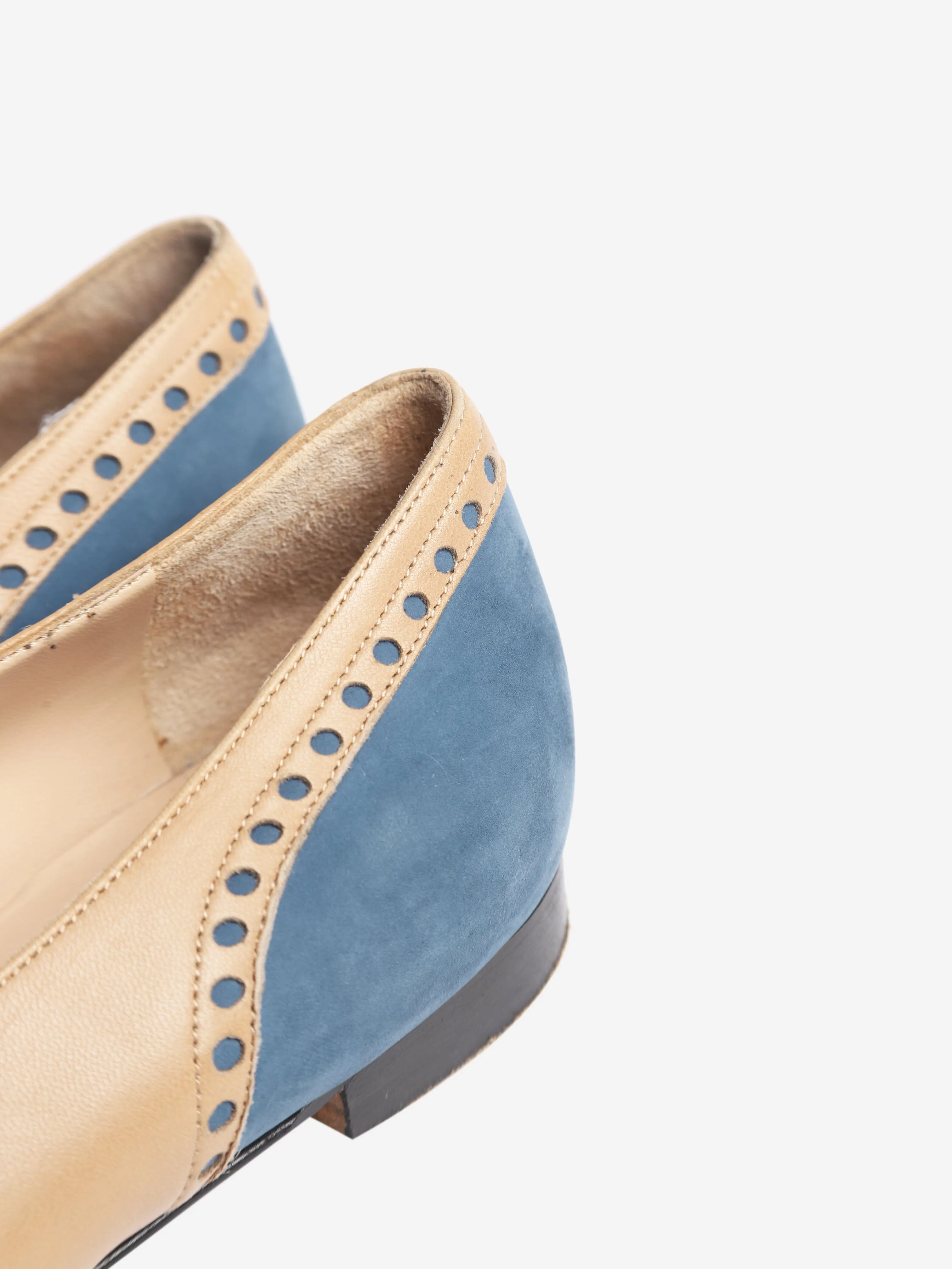 Blue and beige lace-up brogues - size EU 38.5