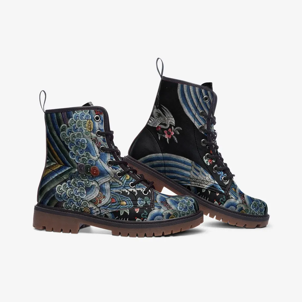 Chinese Rank Badge Vegan leather Combat Boots