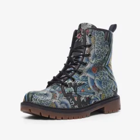 Chinese Rank Badge Vegan leather Combat Boots