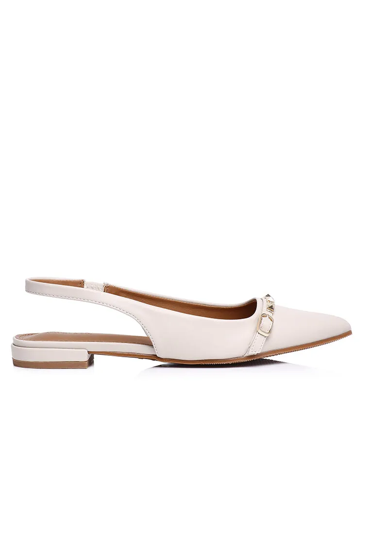 Clara Pointed Toe Ballerina & Flats (Beige)