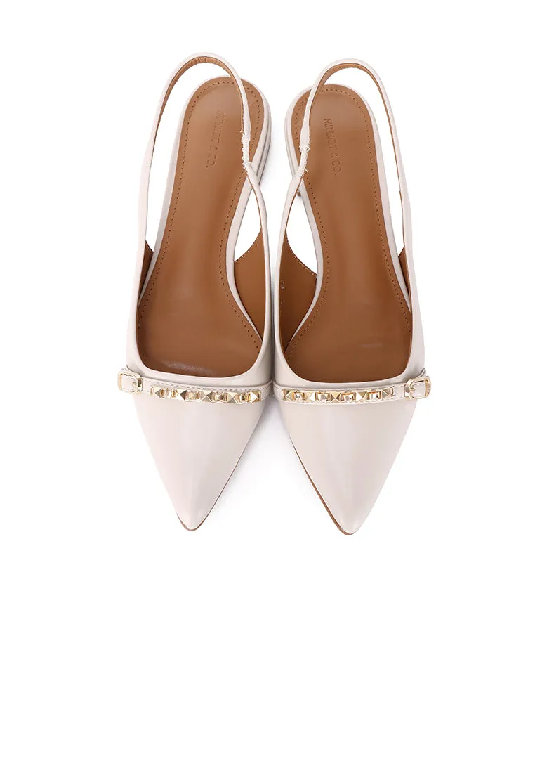 Clara Pointed Toe Ballerina & Flats (Beige)
