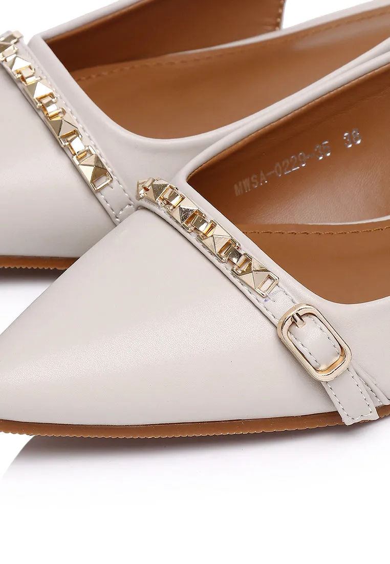Clara Pointed Toe Ballerina & Flats (Beige)