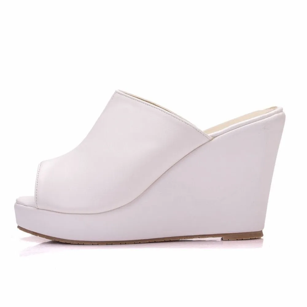 CRYSTAL QUEEN Platform High Wedges Slip-On Shoes