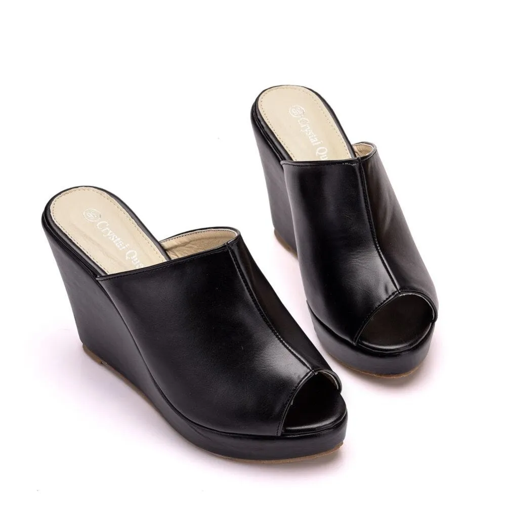 CRYSTAL QUEEN Platform High Wedges Slip-On Shoes