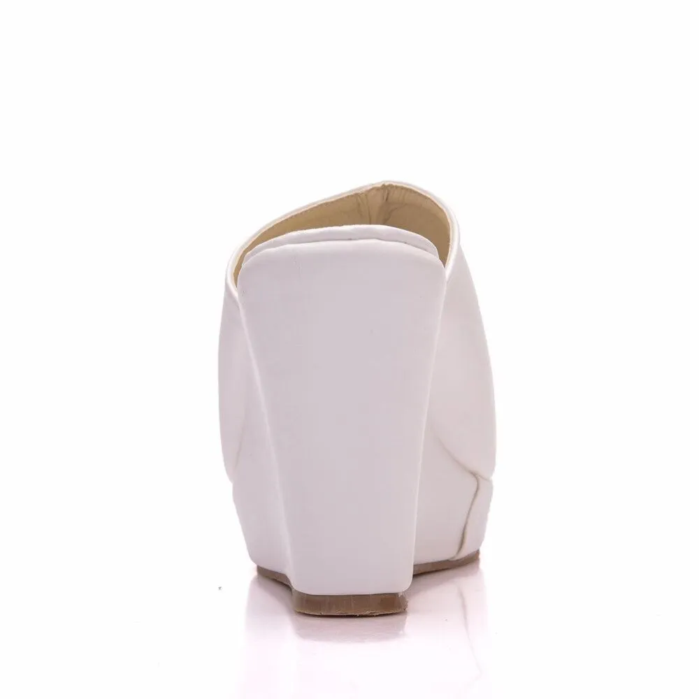 CRYSTAL QUEEN Platform High Wedges Slip-On Shoes