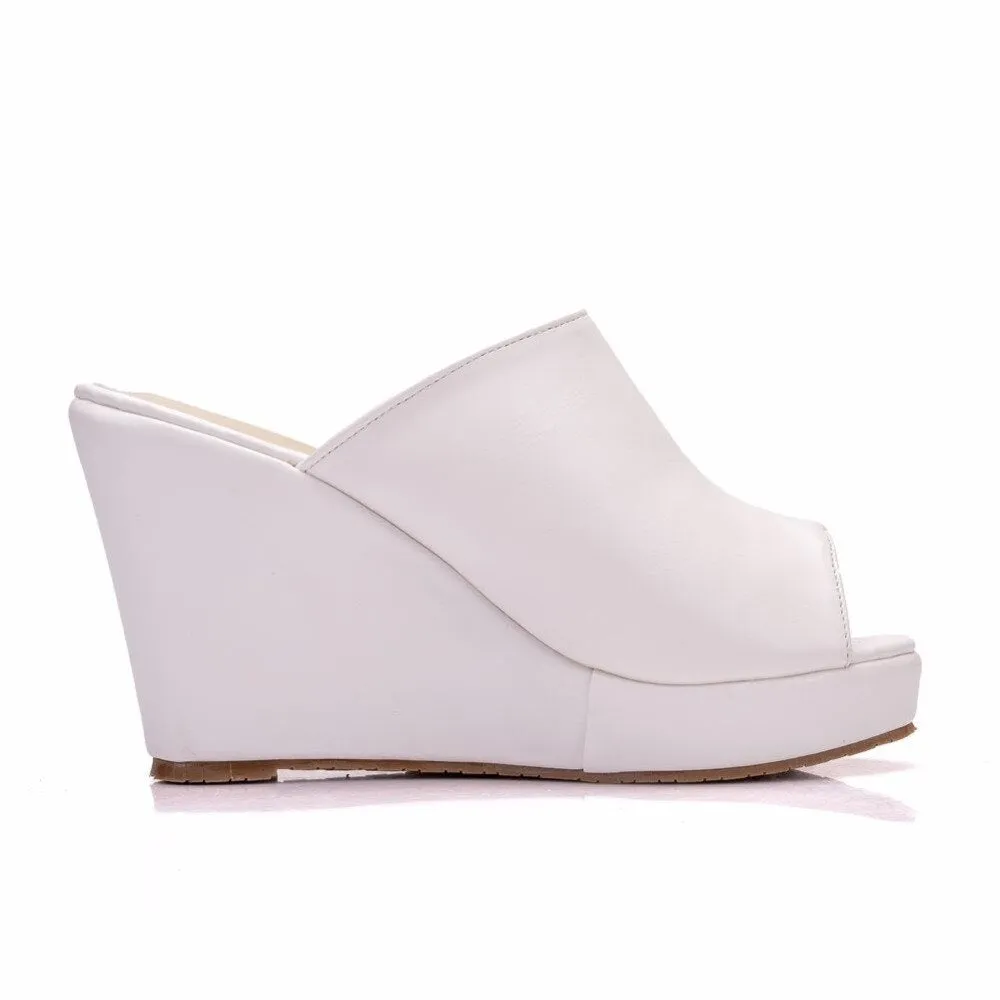 CRYSTAL QUEEN Platform High Wedges Slip-On Shoes