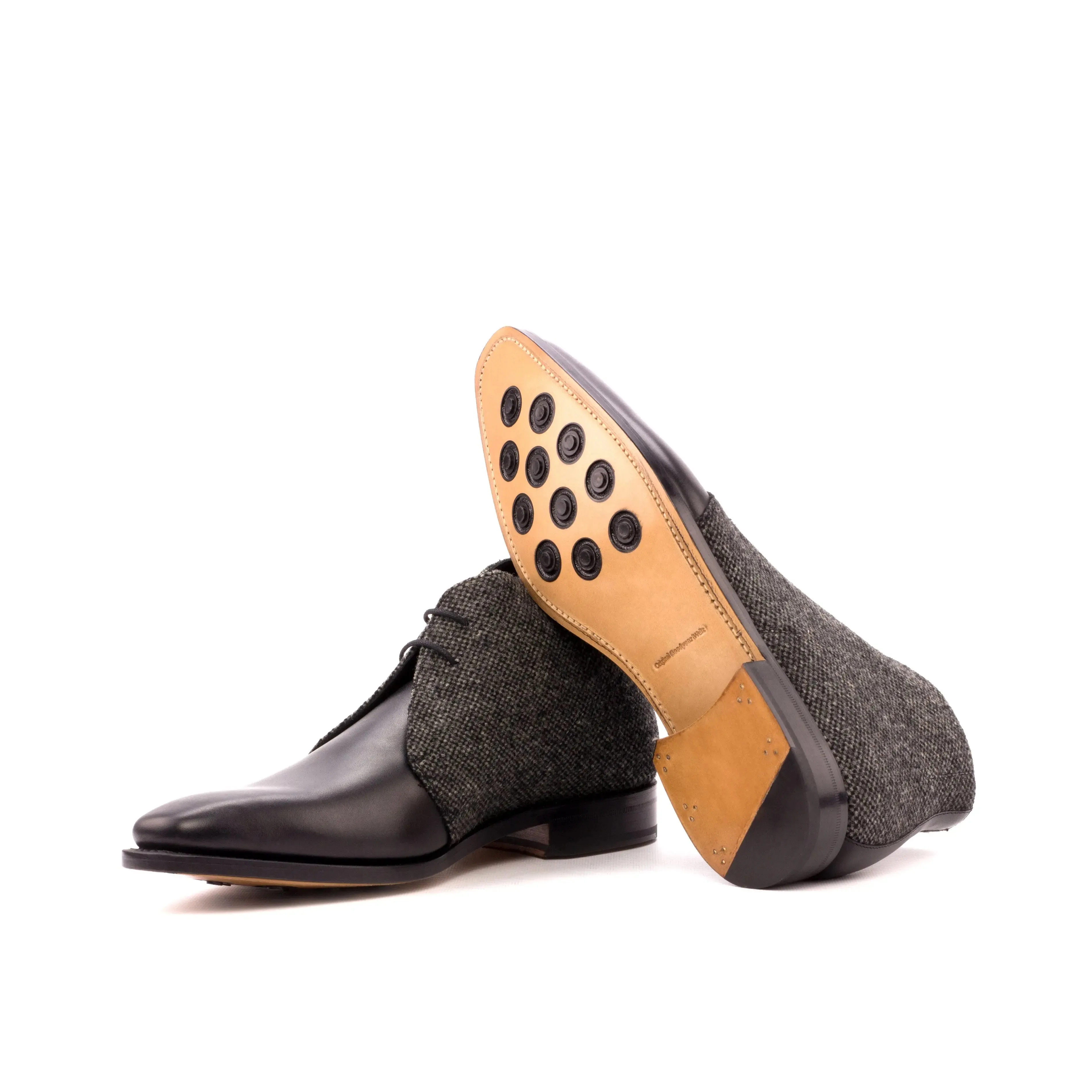 DapperFam Vivace in Black / Nailhead Men's Sartorial & Italian Leather Chukka