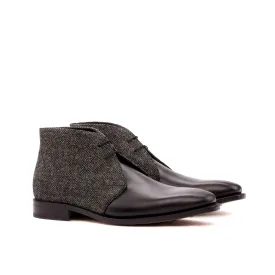 DapperFam Vivace in Black / Nailhead Men's Sartorial & Italian Leather Chukka