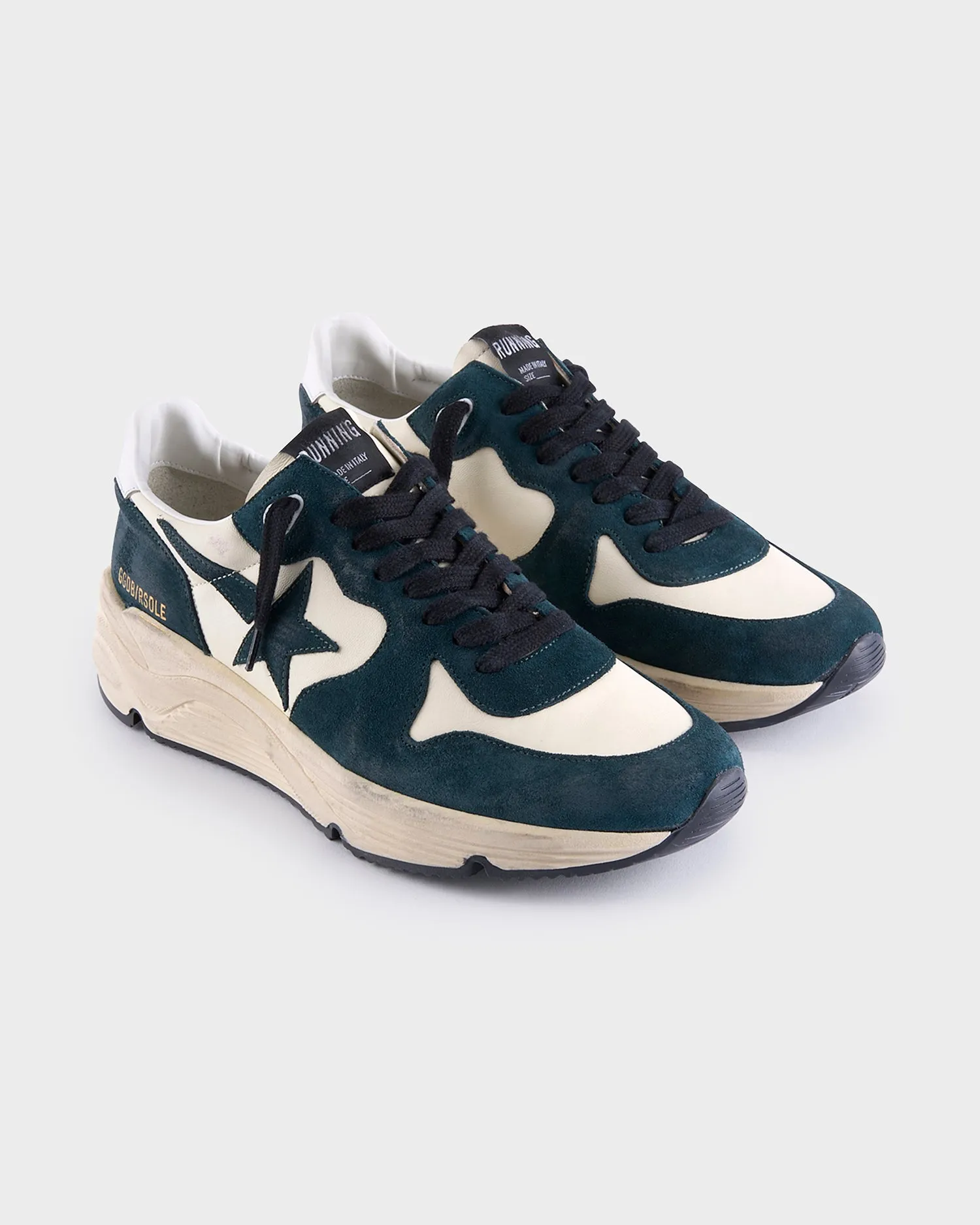 Dark Green And White Running Sneakers