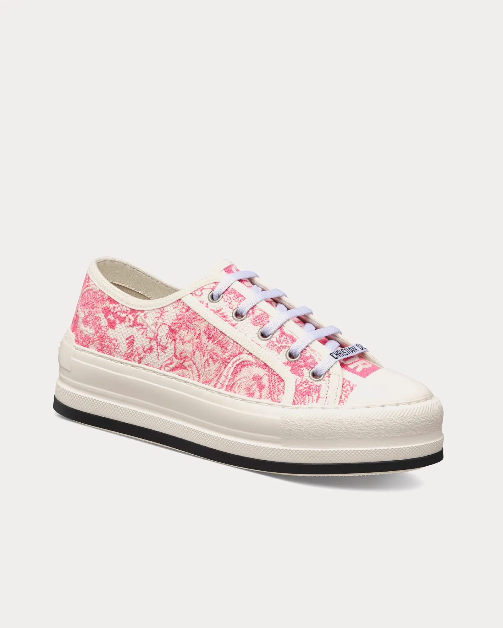 Dioriviera Walk'n'Dior Platform Cotton Embroidered with Candy Pink Toile de Jouy Sauvage Motif Low Top Sneakers