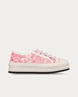 Dioriviera Walk'n'Dior Platform Cotton Embroidered with Candy Pink Toile de Jouy Sauvage Motif Low Top Sneakers