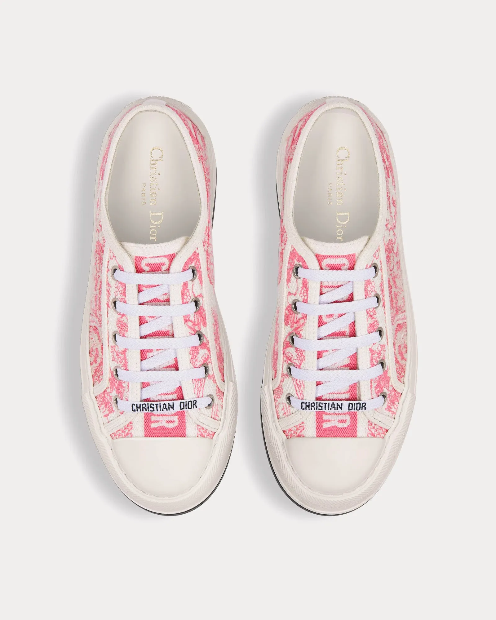Dioriviera Walk'n'Dior Platform Cotton Embroidered with Candy Pink Toile de Jouy Sauvage Motif Low Top Sneakers