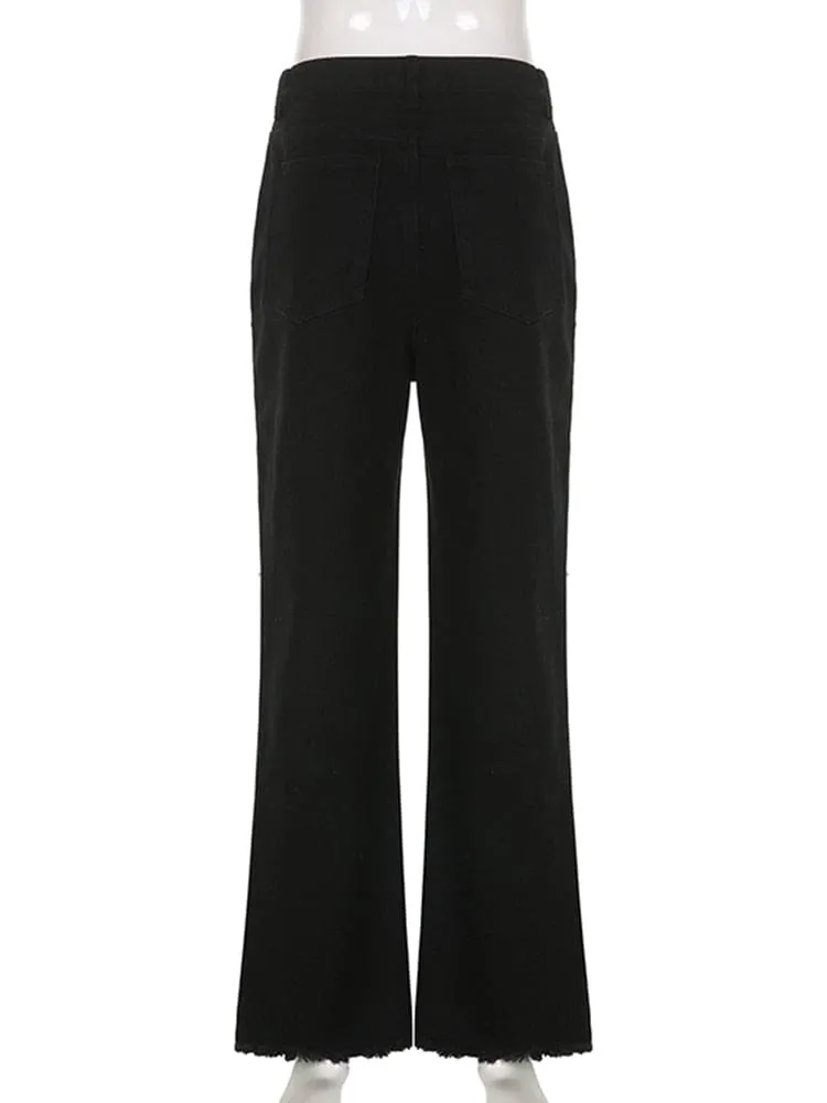 Distressed Y2K Flare High Waisted Jeans