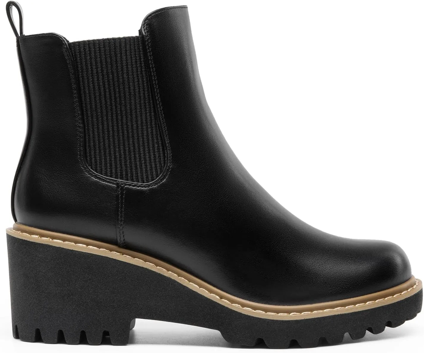 DREAM PAIRS Women's Wedge Chelsea Ankle Boots Fashion Round Toe Low Wedge Heel Platform Booties Shoes