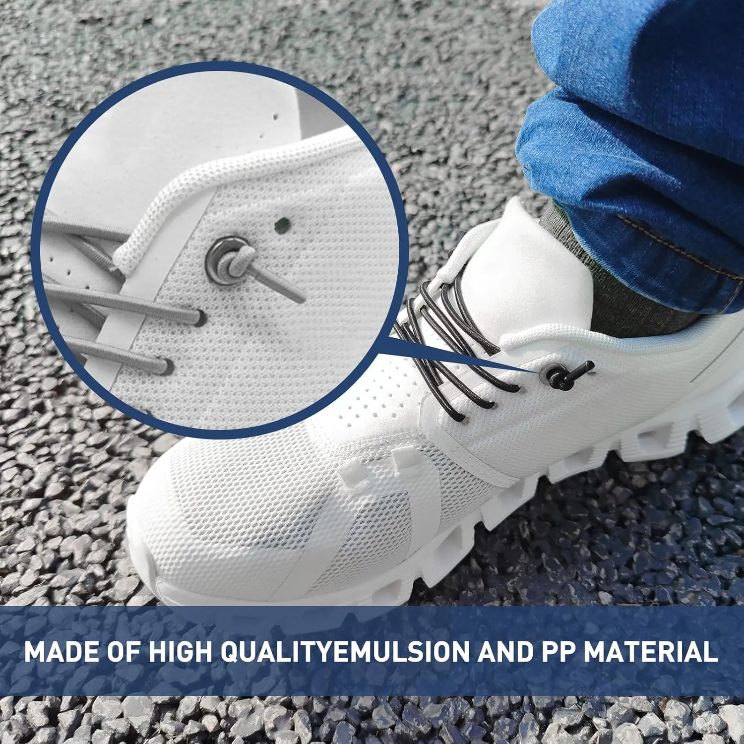 Elastic Shoelaces for On Cloud Sneakers, 1/10" (2.5mm) Stretchy Round Bungee Strings Replacement Speed Laces