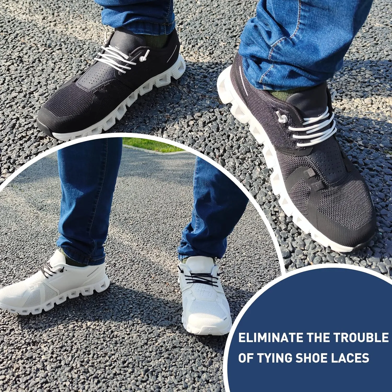 Elastic Shoelaces for On Cloud Sneakers, 1/10" (2.5mm) Stretchy Round Bungee Strings Replacement Speed Laces
