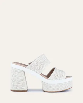 FELICITY HIGH HEEL PLATFORM SANDALS OFF WHITE RAFFIA