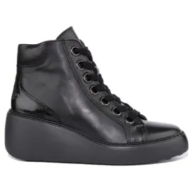 Fly London Dice468Fly Leather Women's Wedge Heel Ankle Boots