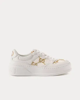 GG Platform with Gold Lamé GG Fabric White Low Top Sneakers