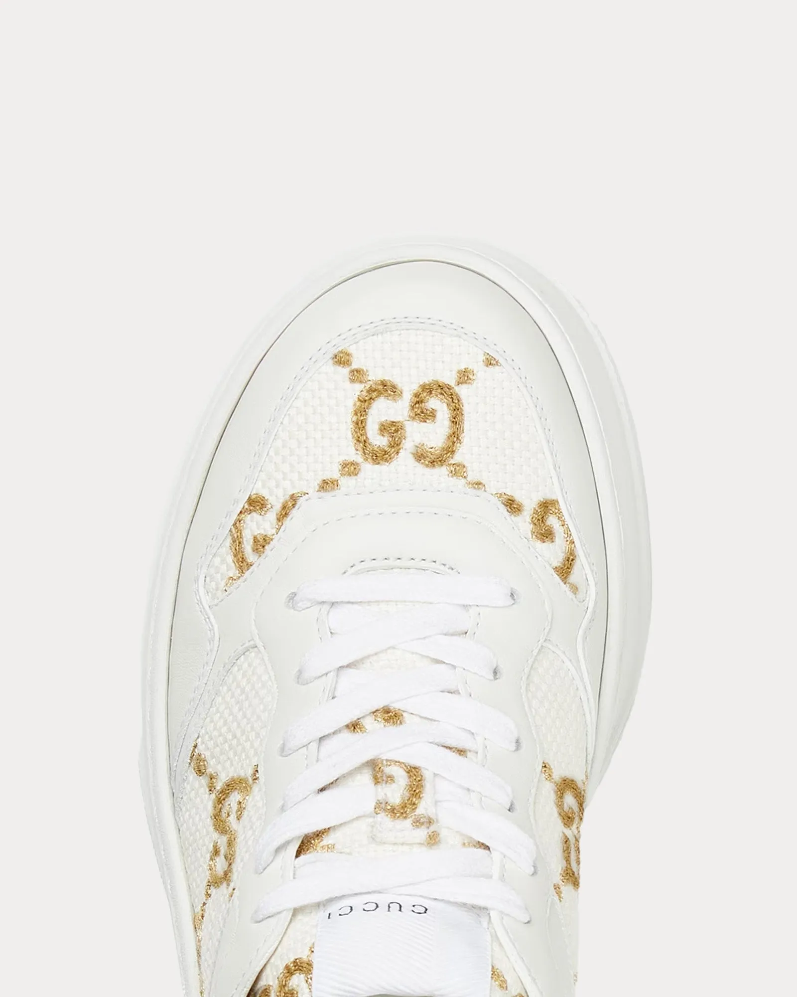 GG Platform with Gold Lamé GG Fabric White Low Top Sneakers