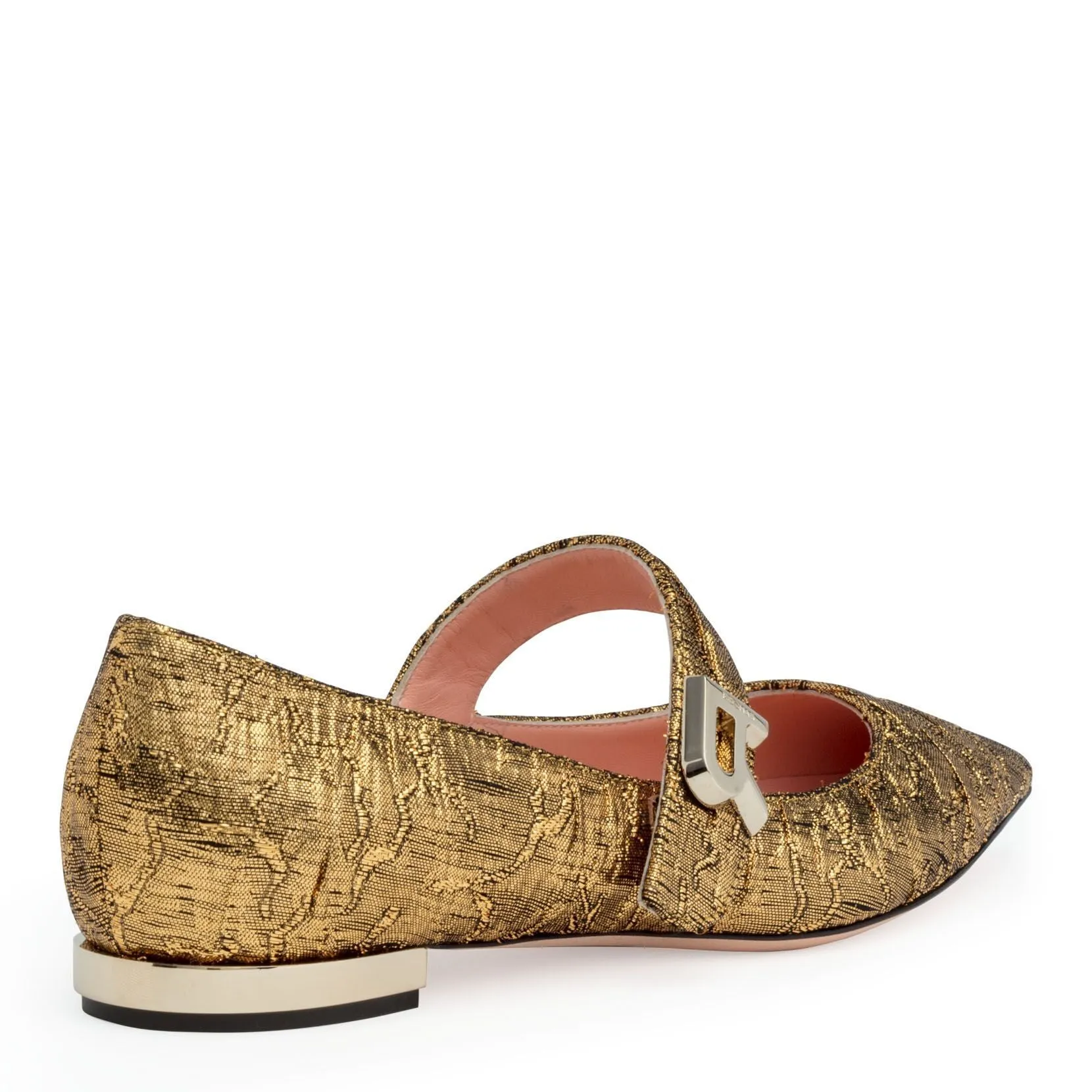 Golden brocade pointed flats