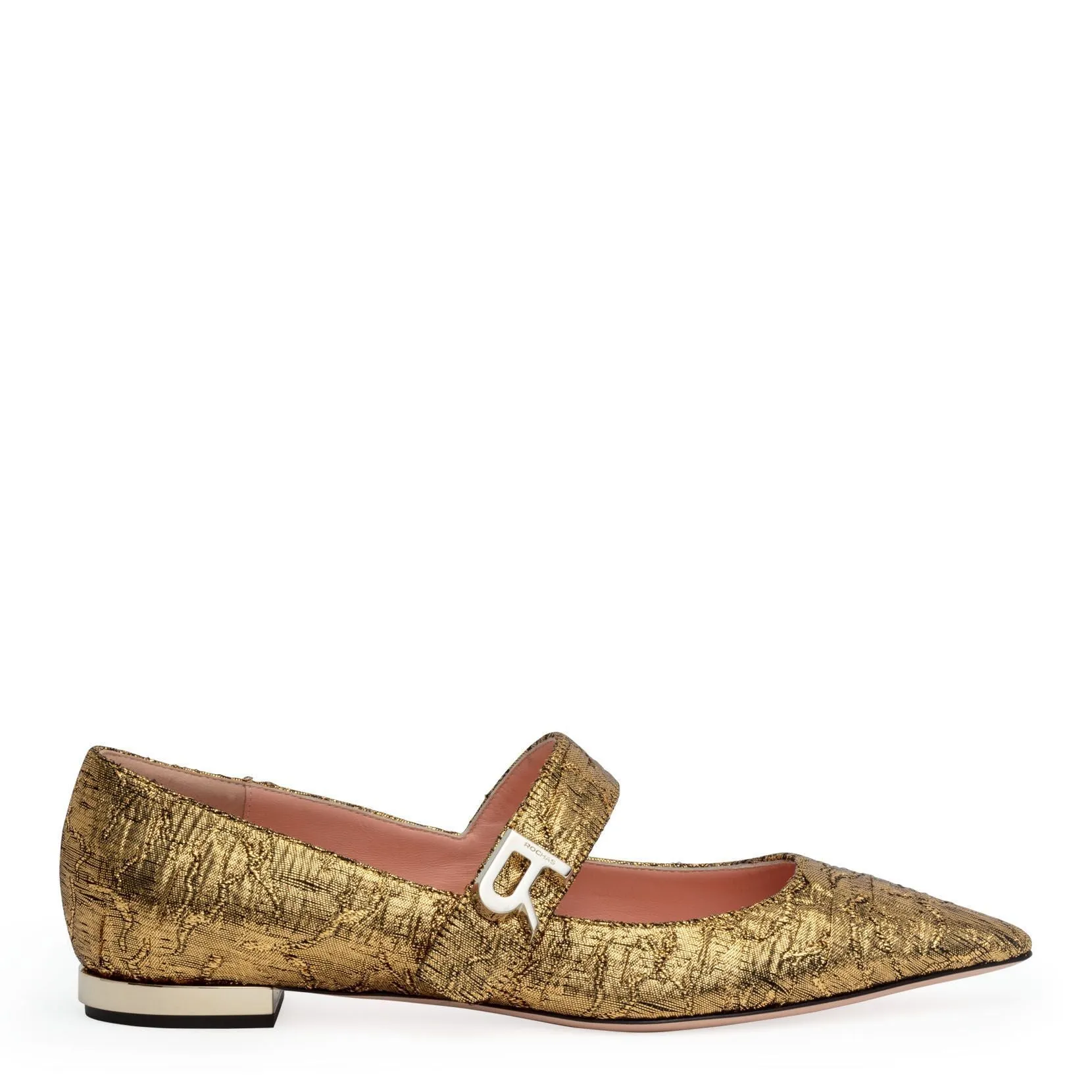 Golden brocade pointed flats