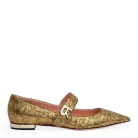 Golden brocade pointed flats