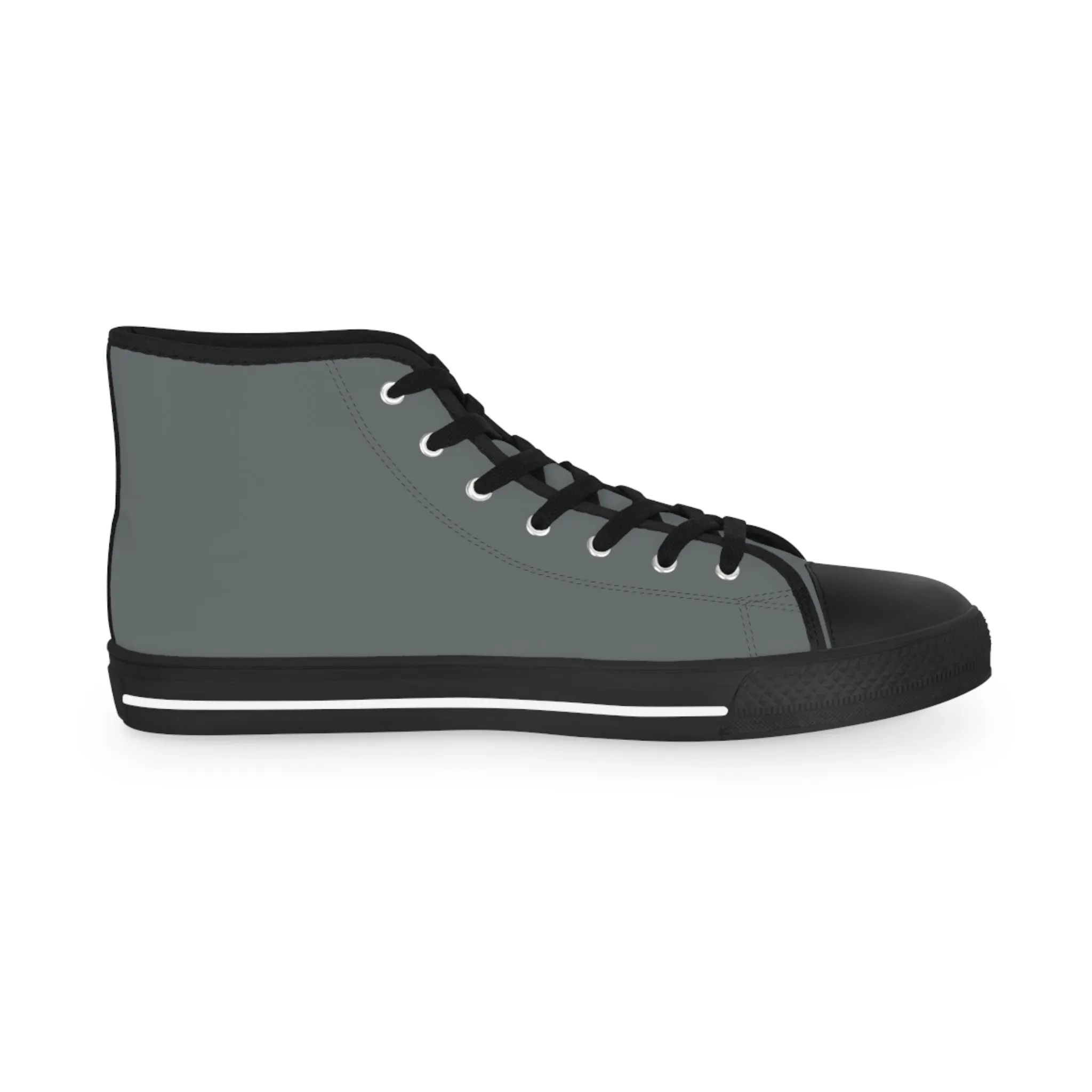 Grey Solid Color Men's High Tops, Modern Minimalist Best Men's High Top Sneakers (US Size: 5-14)