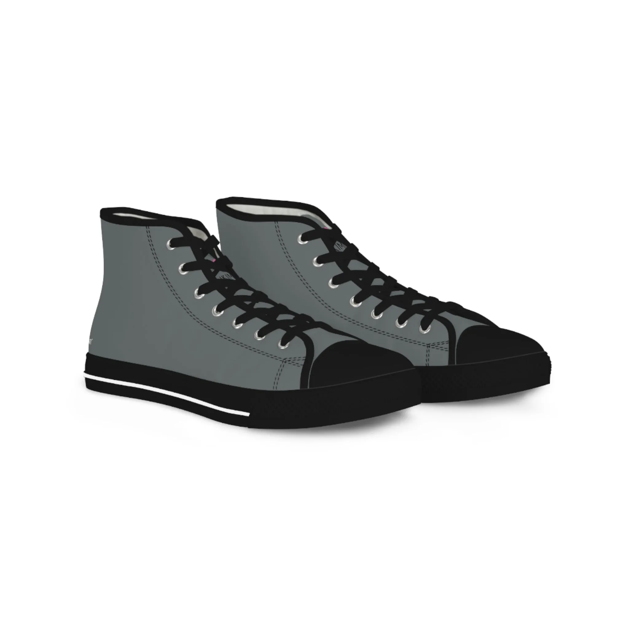 Grey Solid Color Men's High Tops, Modern Minimalist Best Men's High Top Sneakers (US Size: 5-14)