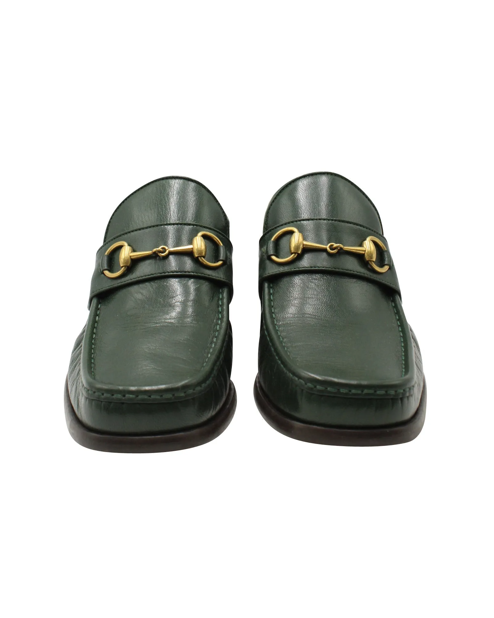 Gucci Horsebit Loafers in Dark Green Calf Leather