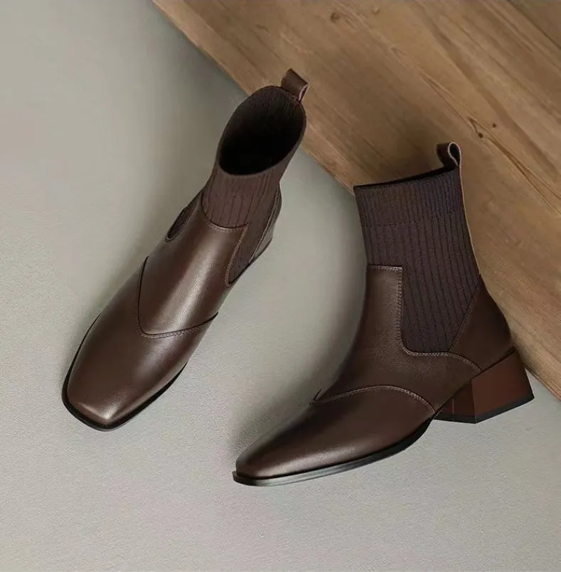 Hebe Knitted Chelsea  Boots