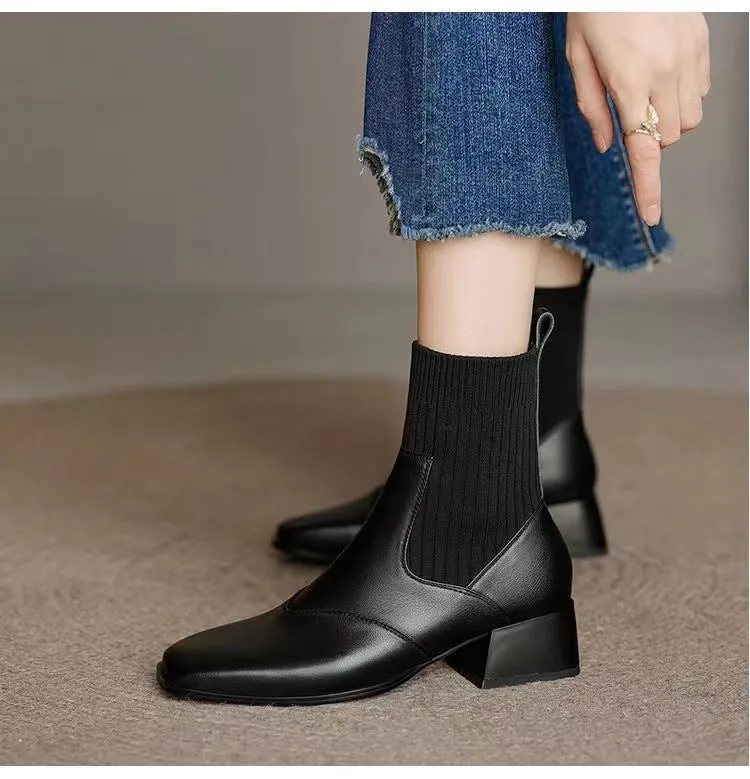 Hebe Knitted Chelsea  Boots