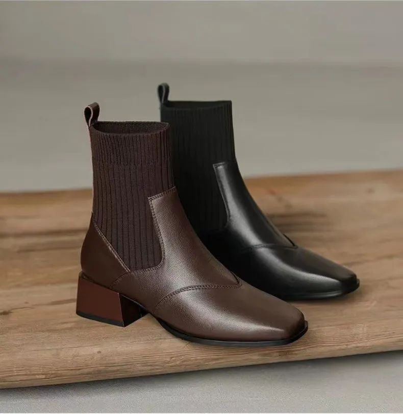 Hebe Knitted Chelsea  Boots