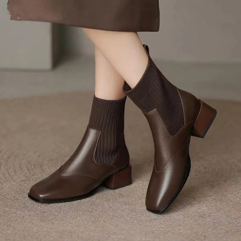 Hebe Knitted Chelsea  Boots