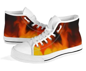 High Top Sneakers - Fire (White) | Custom High Top Shoes, Patterned High Top Sneakers, High Top Sneakers for Women, Unisex Shoes