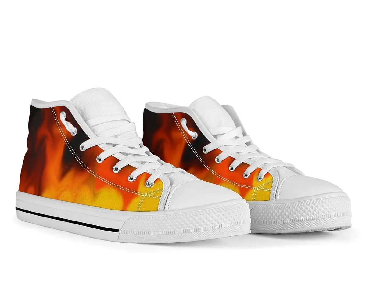 High Top Sneakers - Fire (White) | Custom High Top Shoes, Patterned High Top Sneakers, High Top Sneakers for Women, Unisex Shoes