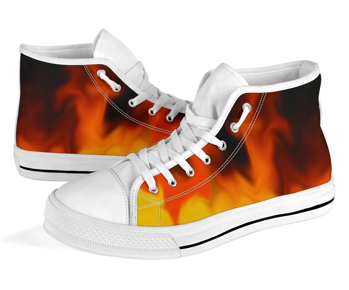 High Top Sneakers - Fire (White) | Custom High Top Shoes, Patterned High Top Sneakers, High Top Sneakers for Women, Unisex Shoes