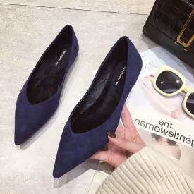 Hnzxzm Fashion Flats for Women Single Shoes Pointed toe Office Lady Shoes Elegant Women Flats Black Blue Red Plus Size 42 A4577