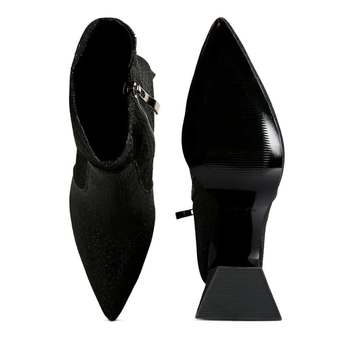 Hustlers Shimmer Block Heeled Ankle Boots