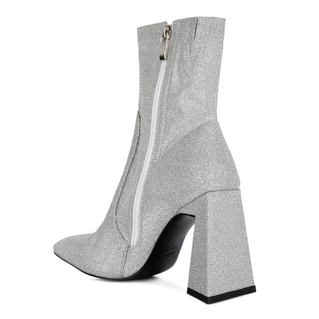Hustlers Shimmer Block Heeled Ankle Boots
